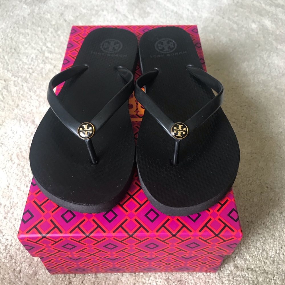 Black Tory Burch Flip Flops